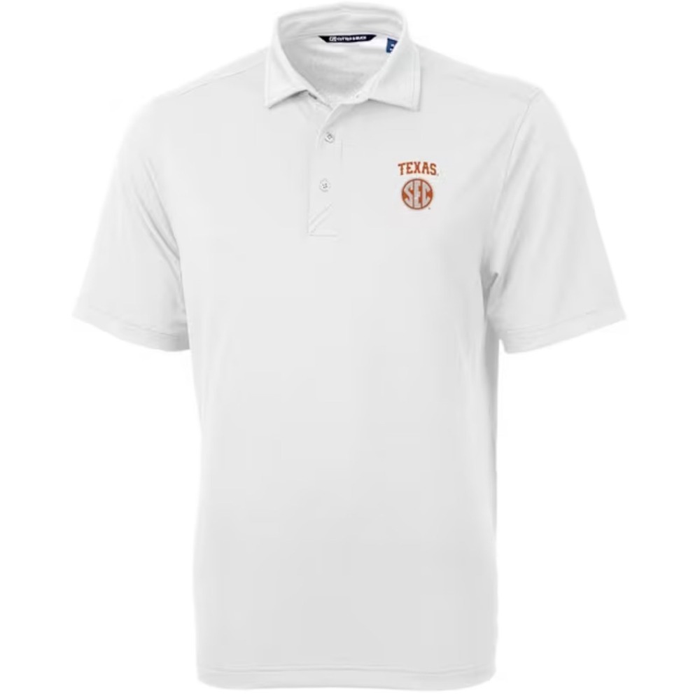 CUTTER AND BUCK TEXAS‎ LONGHORNS WHITE SEC VIRTUE ECO PIQUE POLO size 2XT